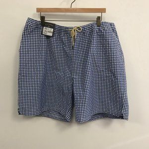 NWT Bills Khakis Blue Check Drawstring Swim Shorts